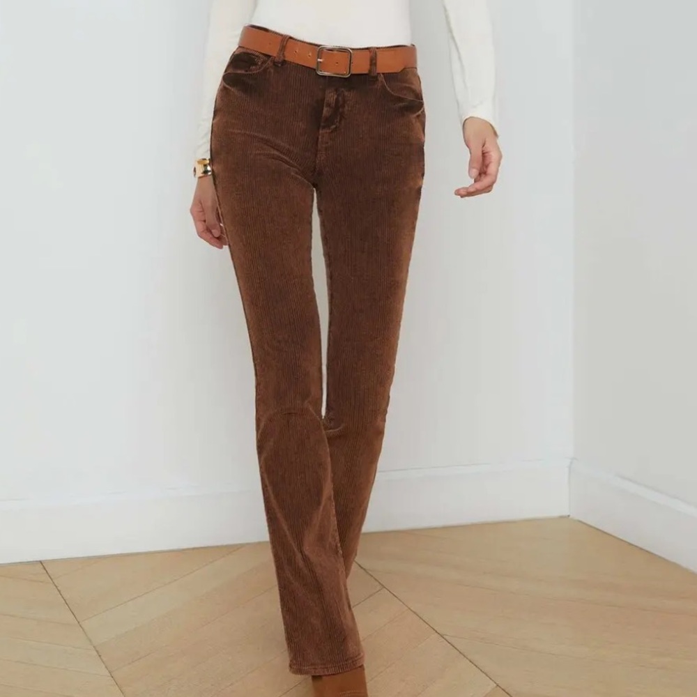 L'AGENCE Brown Corduroy Straight Leg Pants